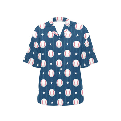 Baseball Star Print Pattern Women's Hawaiian Shirt