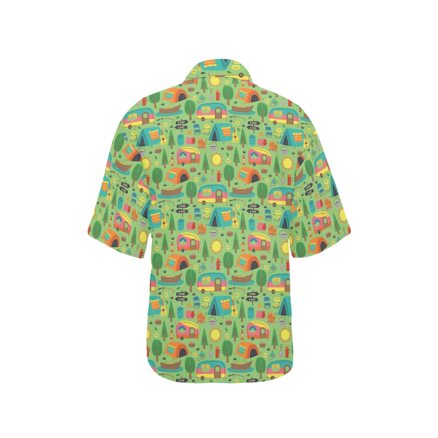 Camping Camper Pattern Print Design 04 Women's Hawaiian Shirt