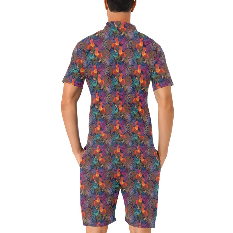 Rooster Print Style Men's Romper