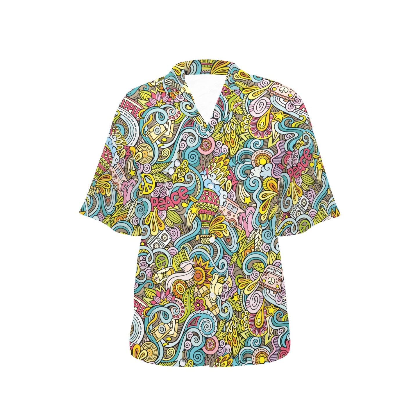 Hippie Print Design LKS301 Women's Hawaiian Shirt