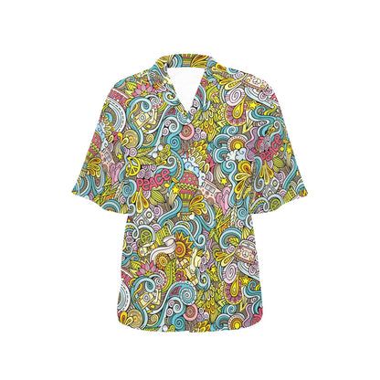 Hippie Print Design LKS301 Women's Hawaiian Shirt