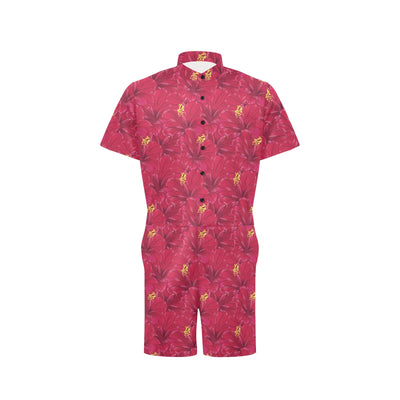 Hibiscus Red Pattern Print LKS308 Men's Romper