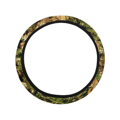 Camo Realistic Tree Forest Texture Print Steering Wheel Cover with Elastic Edge