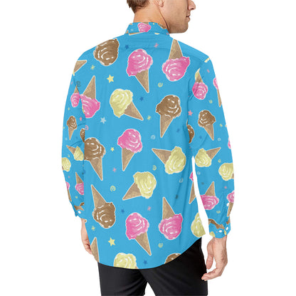 Ice Cream Pattern Print Design 01 Men's Long Sleeve Shirt