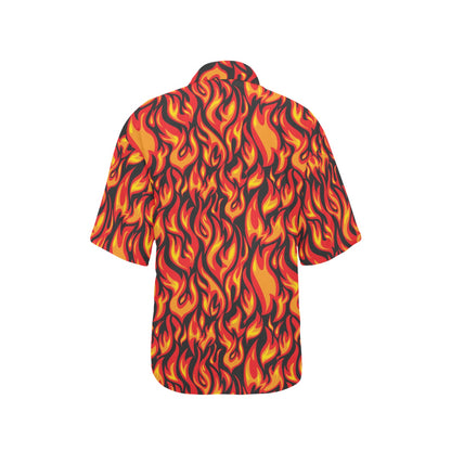 Flame Fire Print Pattern Women's Hawaiian Shirt