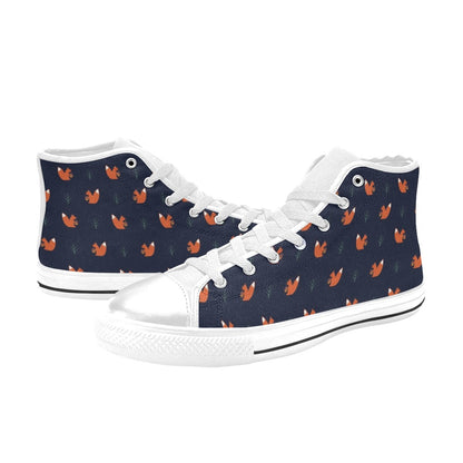 Squirrel Print Design LKS303 High Top Women's White Shoes