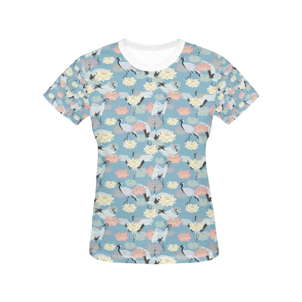 Water Lily Print Design LKS304 Women's  T-shirt