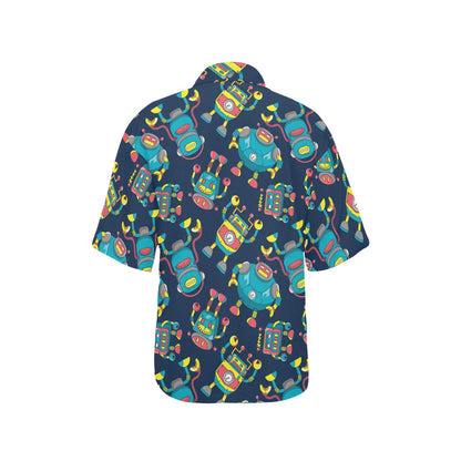 Robot Pattern Print Design A05 Women's Hawaiian Shirt