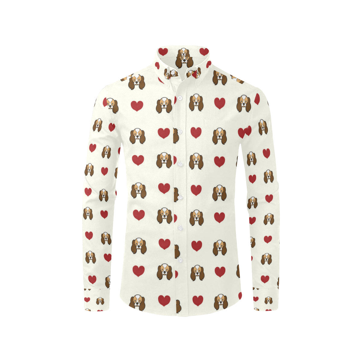 Cavalier King Charles Spaniels Pattern Print Desig Men's Long Sleeve Shirt