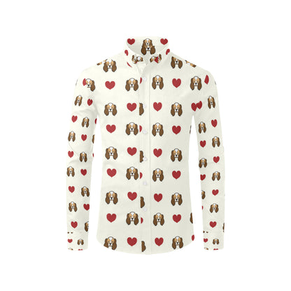 Cavalier King Charles Spaniels Pattern Print Desig Men's Long Sleeve Shirt