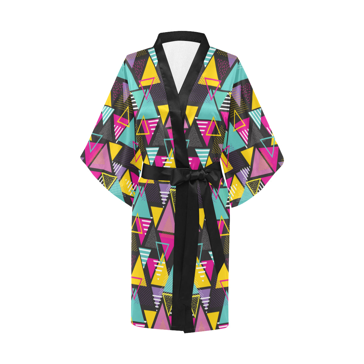 Geometric Colorful Pattern Print Design 02 Women's Short Kimono