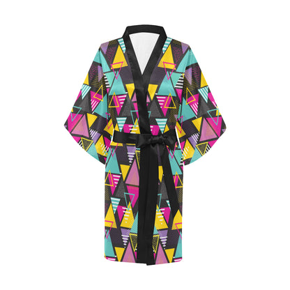 Geometric Colorful Pattern Print Design 02 Women's Short Kimono
