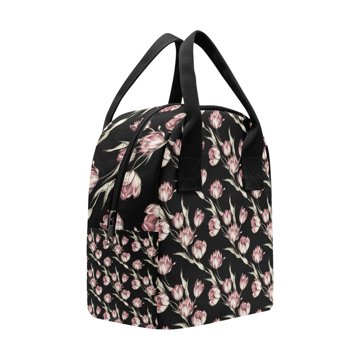 Tulip Pink Pattern Print Design TP02 Insulated Lunch Bag