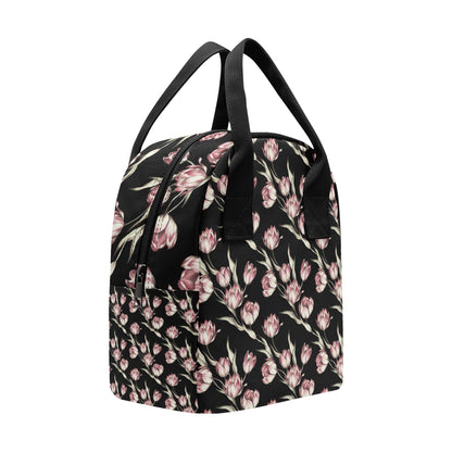 Tulip Pink Pattern Print Design TP02 Insulated Lunch Bag