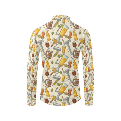 Beer Pattern Print Design 05 Men's Long Sleeve Shirt