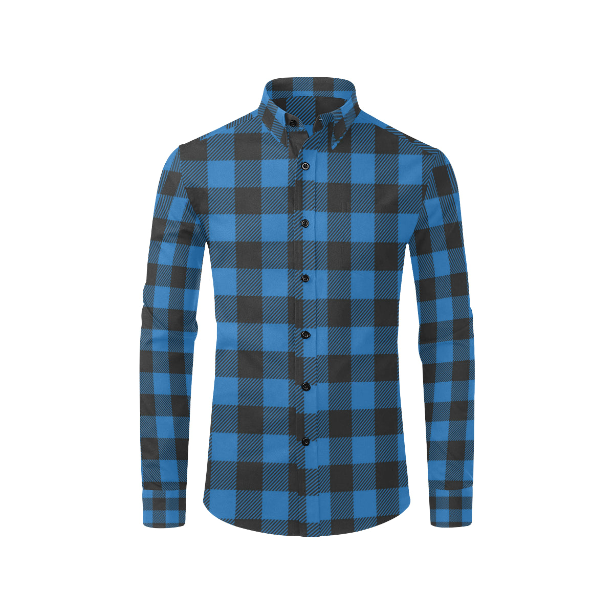 Buffalo check Blue Pattern Print Design 03 Men's Long Sleeve Shirt