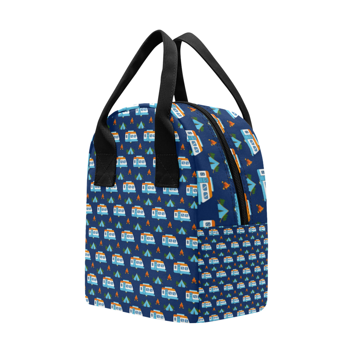 Camper Pattern Camping Themed No 3 Print Insulated Lunch Bag