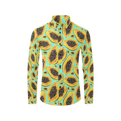 Papaya Pattern Print Design PP03 Men's Long Sleeve Shirt