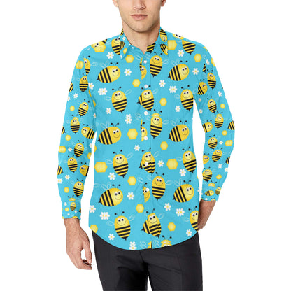Bee Pattern Print Design BEE06 Men's Long Sleeve Shirt