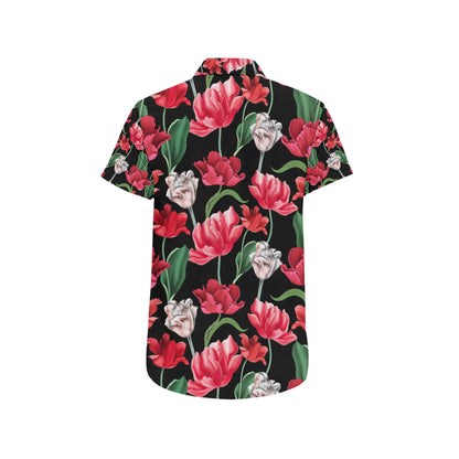 Tulip Pattern Print Design TP08 Men's Short Sleeve Button Up Shirt