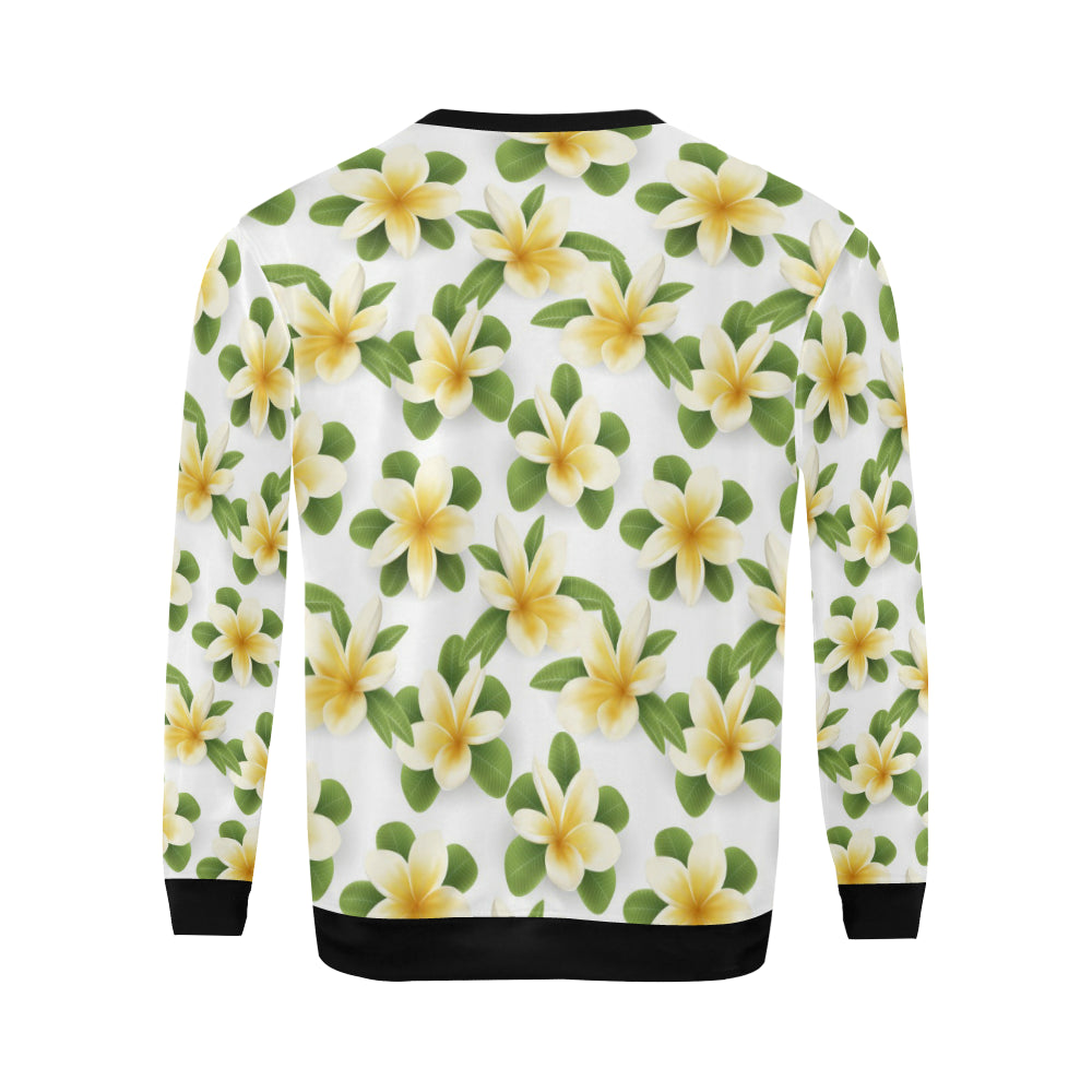 Yellow Plumeria Pattern Print Design PM012 Men Long Sleeve Sweatshirt