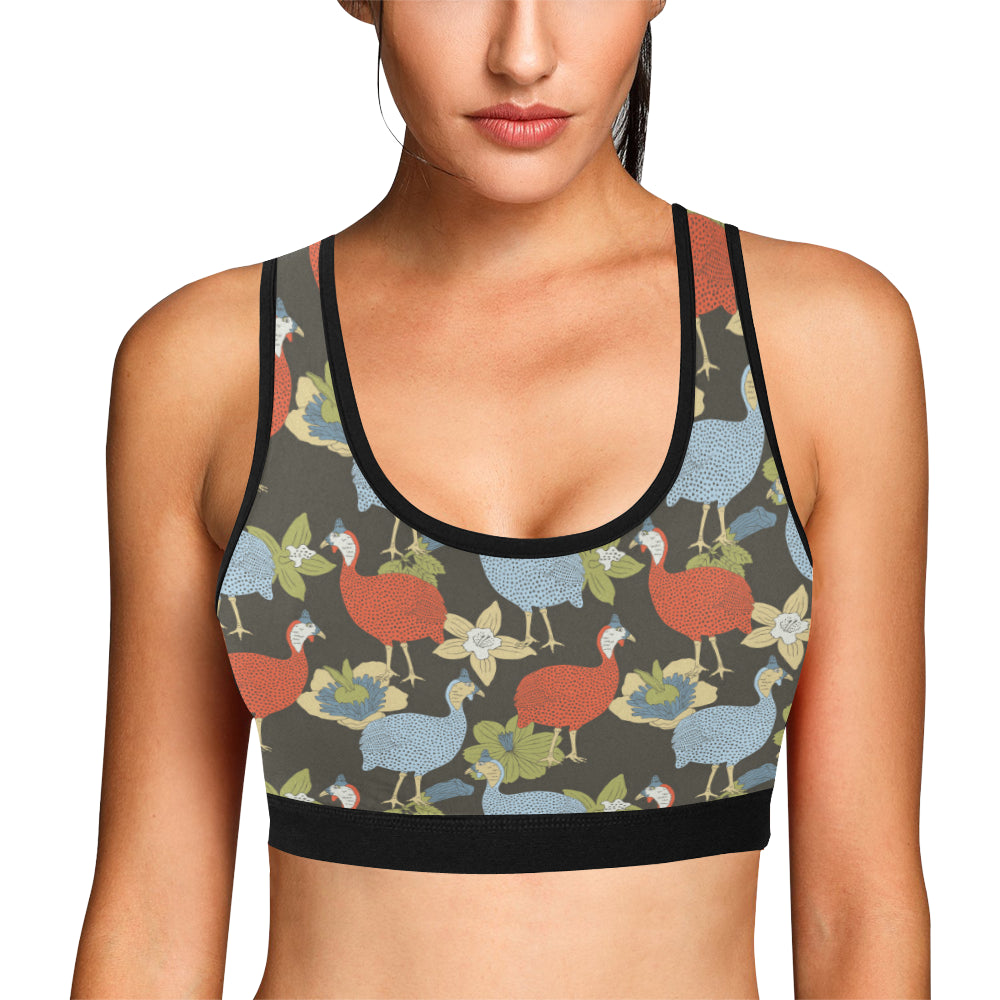 Guinea Fowl Pattern Print Design 02 Sports Bra