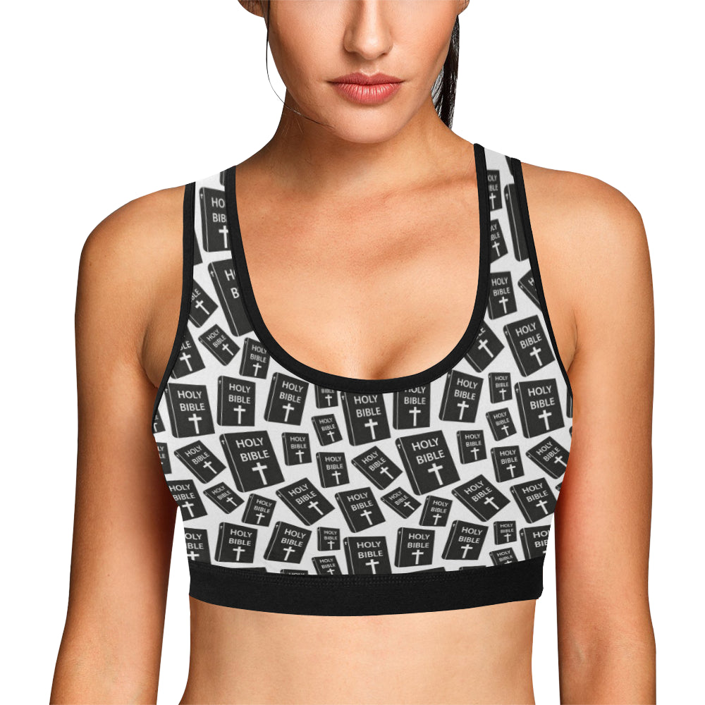 Christian Holy Bible Book Pattern Sports Bra