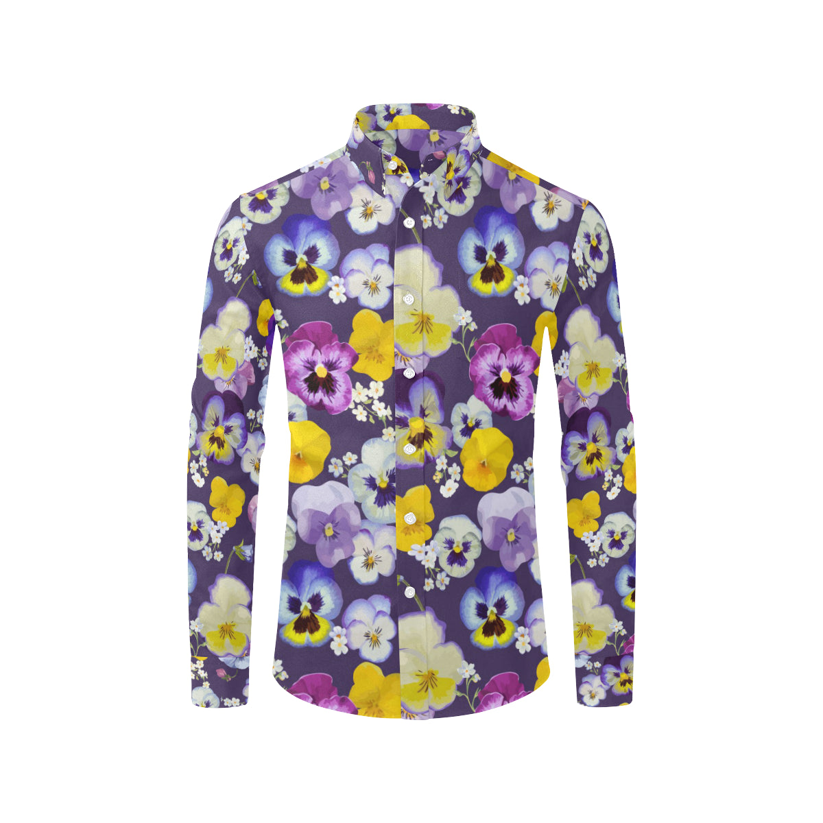 Pansy Pattern Print Design PS02 Men's Long Sleeve Shirt