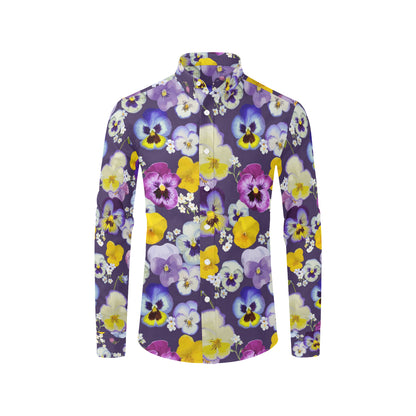 Pansy Pattern Print Design PS02 Men's Long Sleeve Shirt