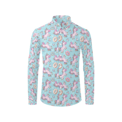 Donut Unicorn Pattern Print Design DN016 Men's Long Sleeve Shirt