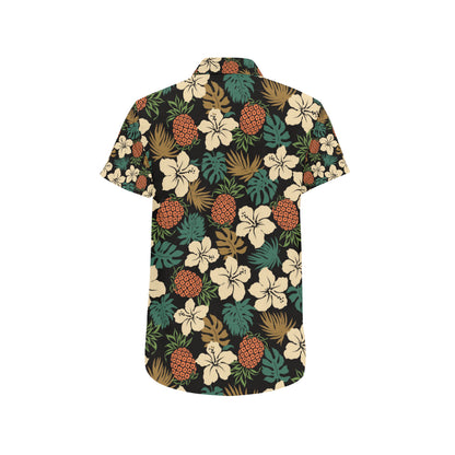 Hawaiian Themed Pattern Print Design H08 Men's Short Sleeve Button Up Shirt