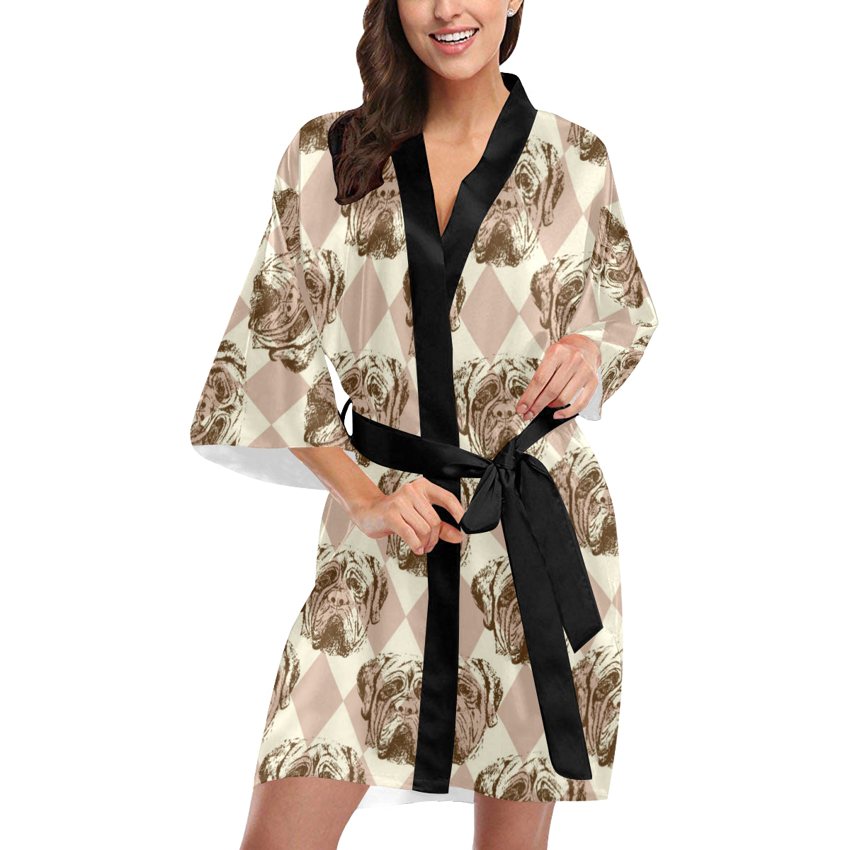 Mastiffs Pattern Print Design 01 Women's Short Kimono
