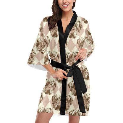Mastiffs Pattern Print Design 01 Women's Short Kimono