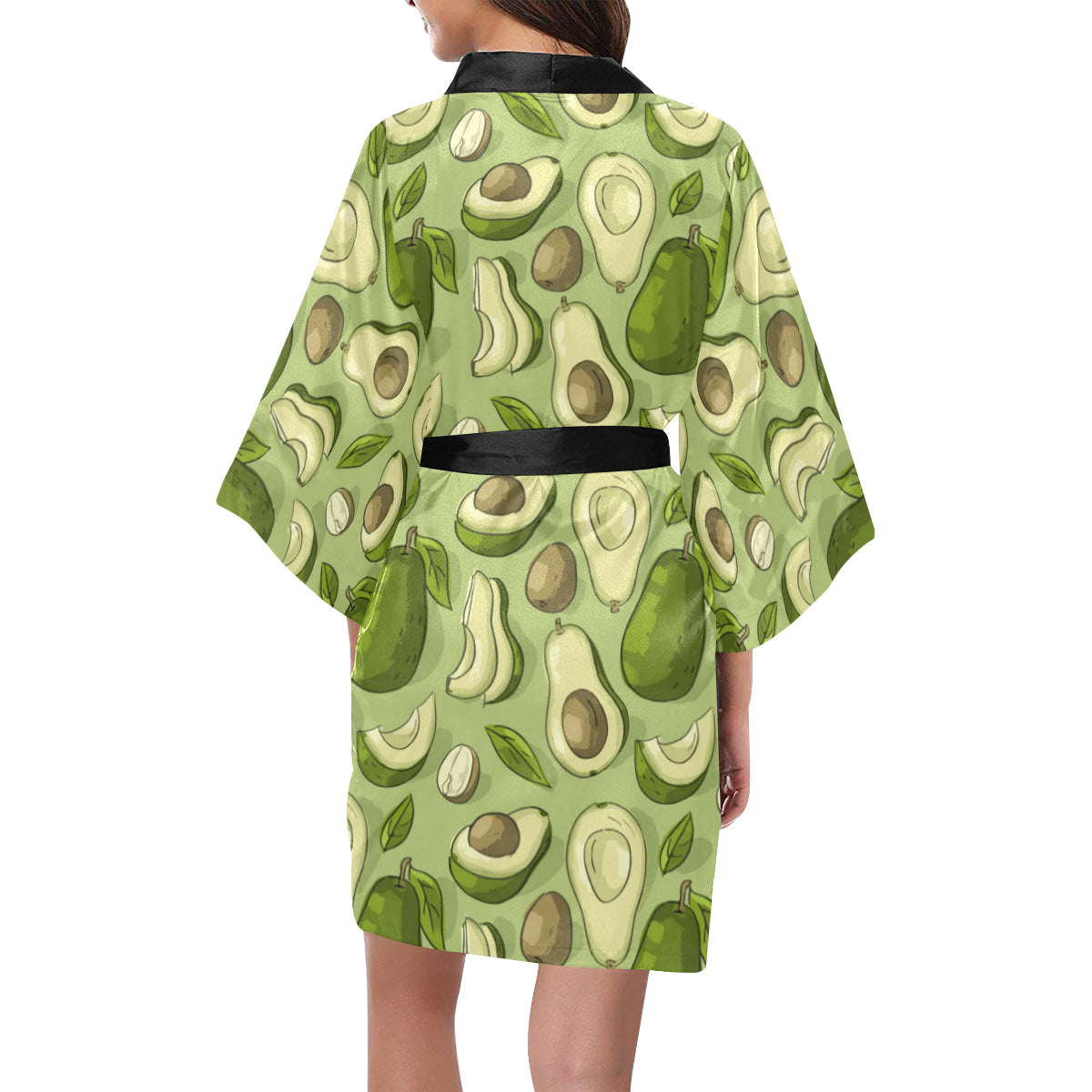 Avocado Pattern Print Design AC03 Women's Short Kimono