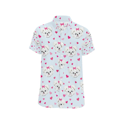 Maltese Pattern Print Design 03 Men's Short Sleeve Button Up Shirt