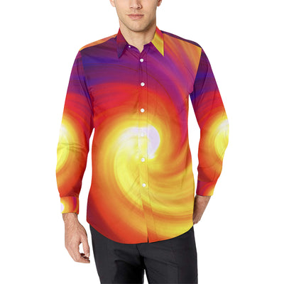 Vortex Twist Swirl Flame Themed Men's Long Sleeve Shirt