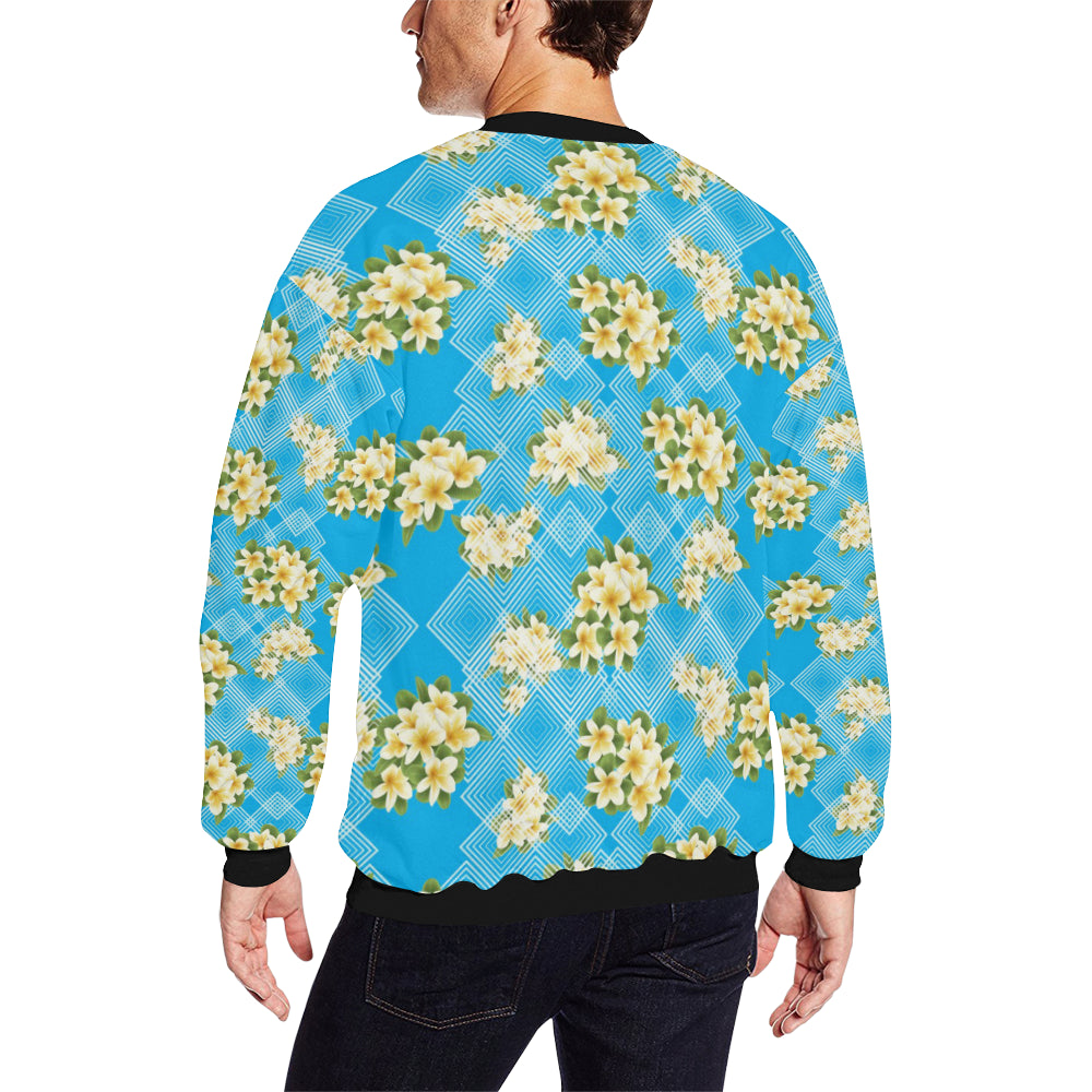 Yellow Plumeria Design Print Pattern Men Long Sleeve Sweatshirt
