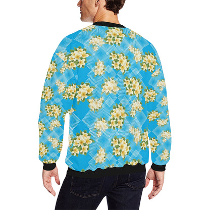 Yellow Plumeria Design Print Pattern Men Long Sleeve Sweatshirt