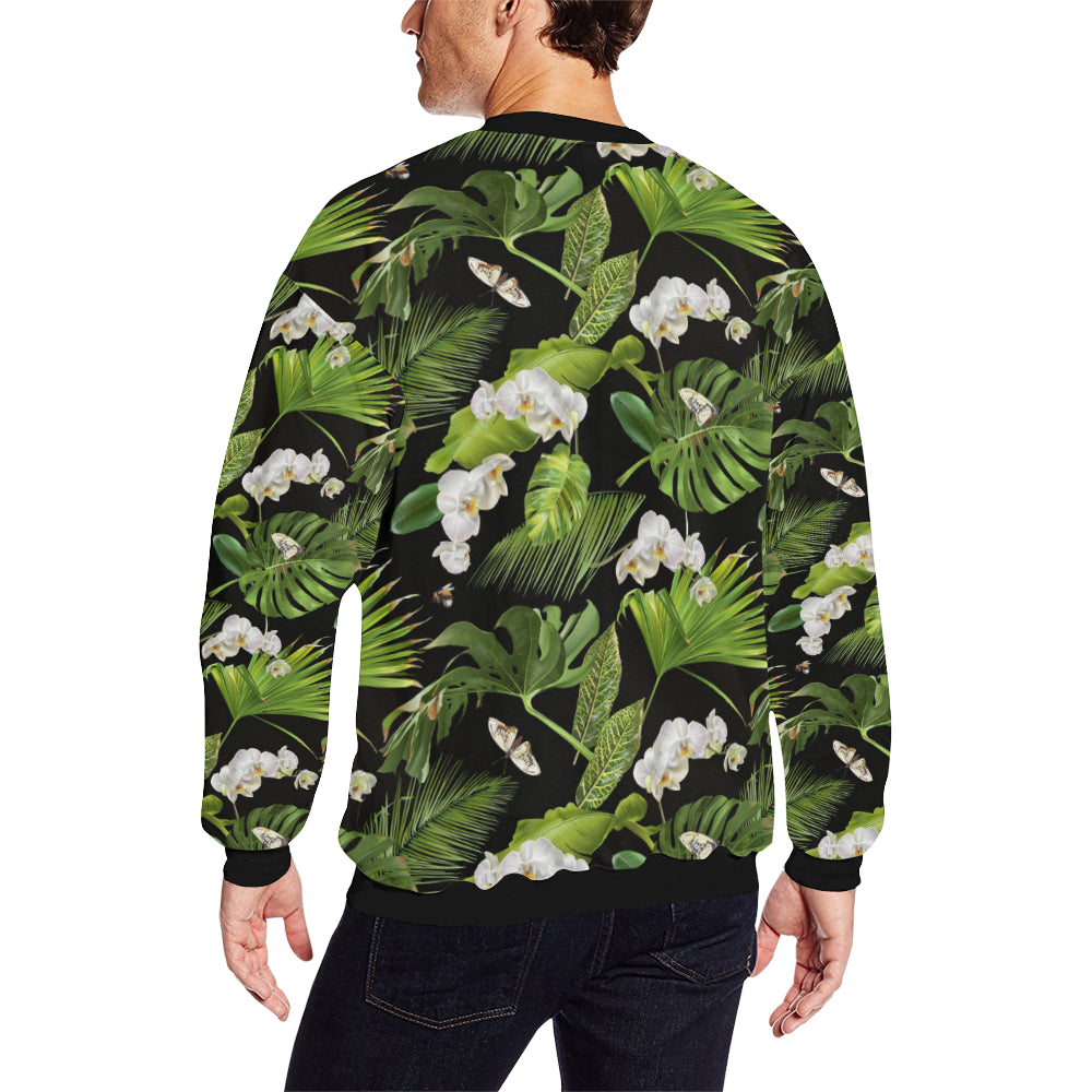Tropical Flower Pattern Print Design TF026 Men Long Sleeve Sweatshirt