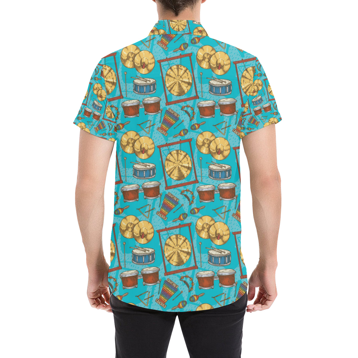 Percussion Pattern Print Design 03 Men's Short Sleeve Button Up Shirt