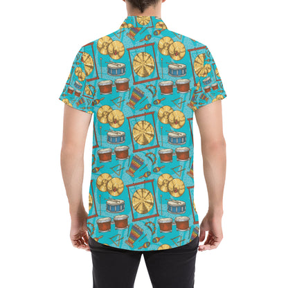Percussion Pattern Print Design 03 Men's Short Sleeve Button Up Shirt