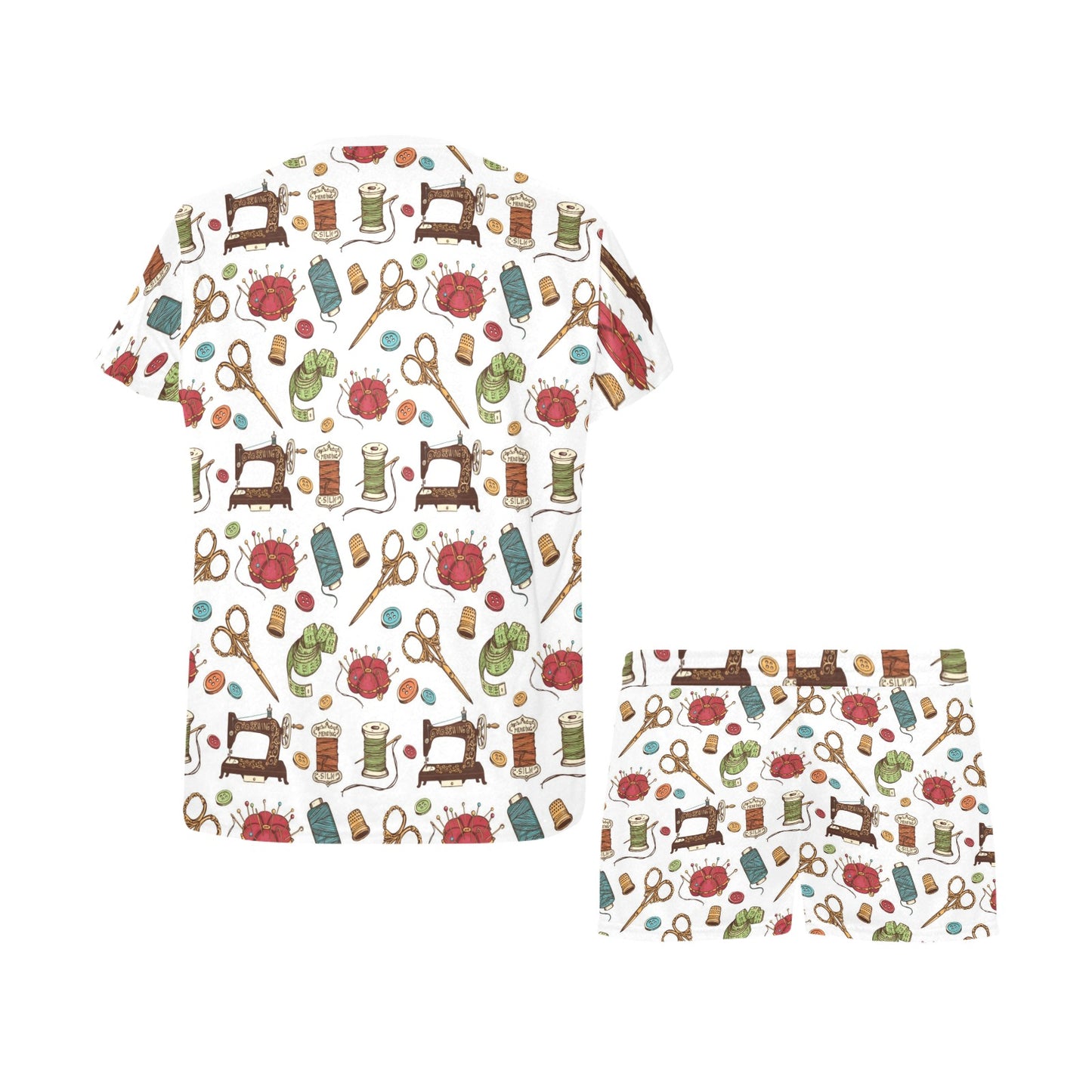 Sewing Equipment Print Design LKS304 Women's Short Pajama Set