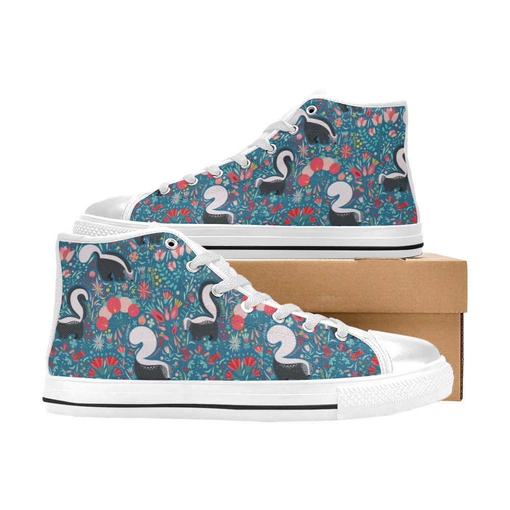 Skunk Print Design LKS302 High Top Women's White Shoes