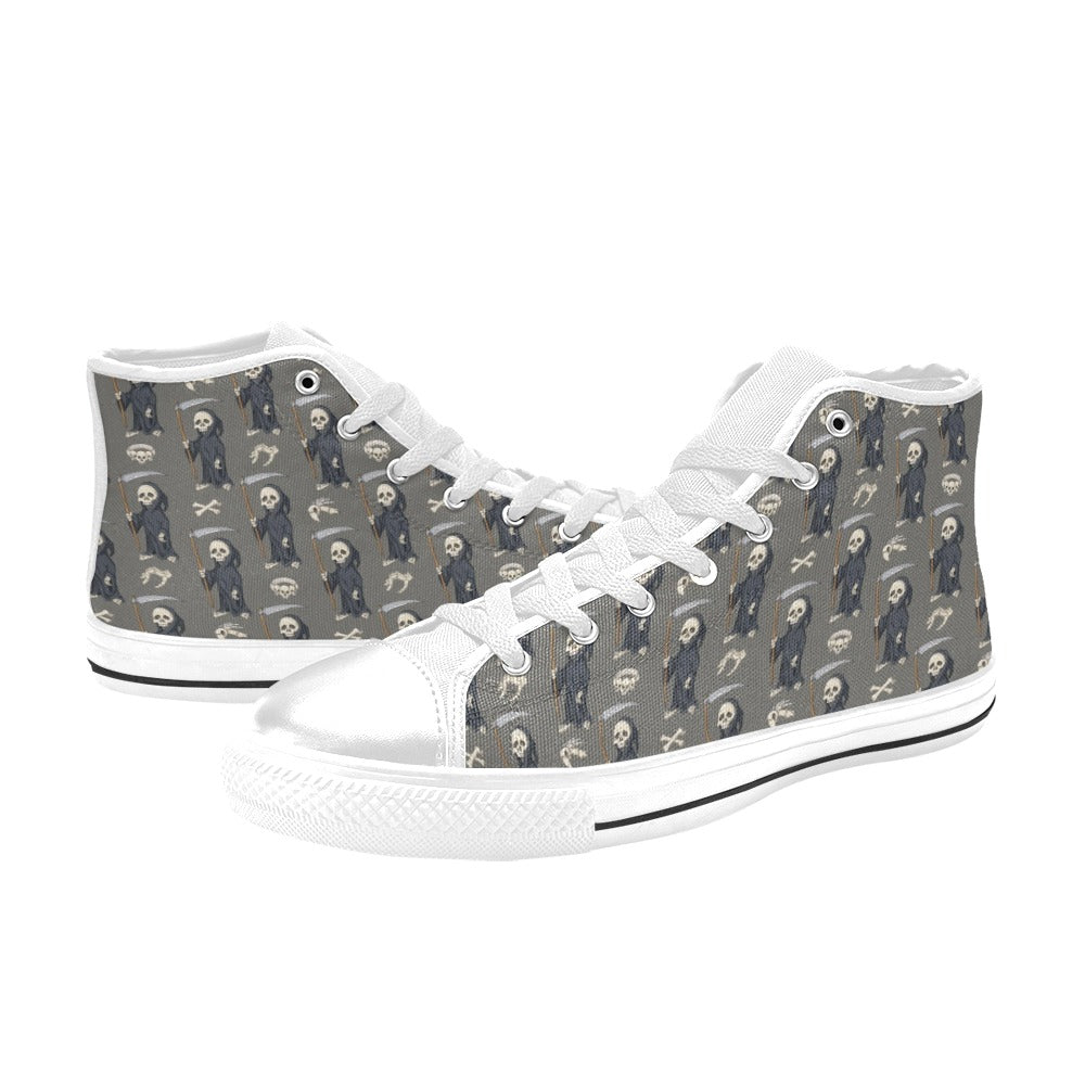 Skeleton Print Design LKS308 High Top Women's White Shoes