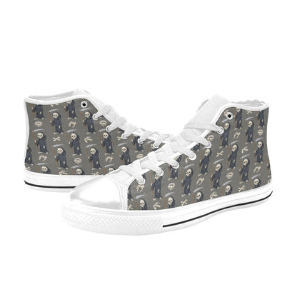 Skeleton Print Design LKS308 High Top Women's White Shoes