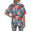 Red Hibiscus Blue Scene Women's Hawaiian Shirt