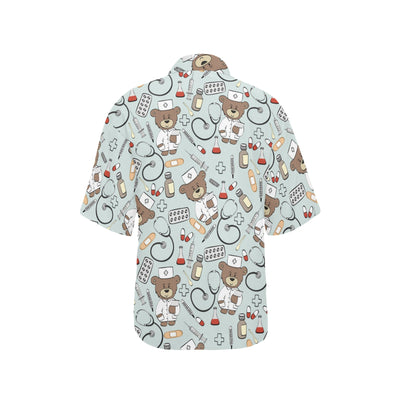 Nurse Bear Pattern Print Design A01 Women's Hawaiian Shirt