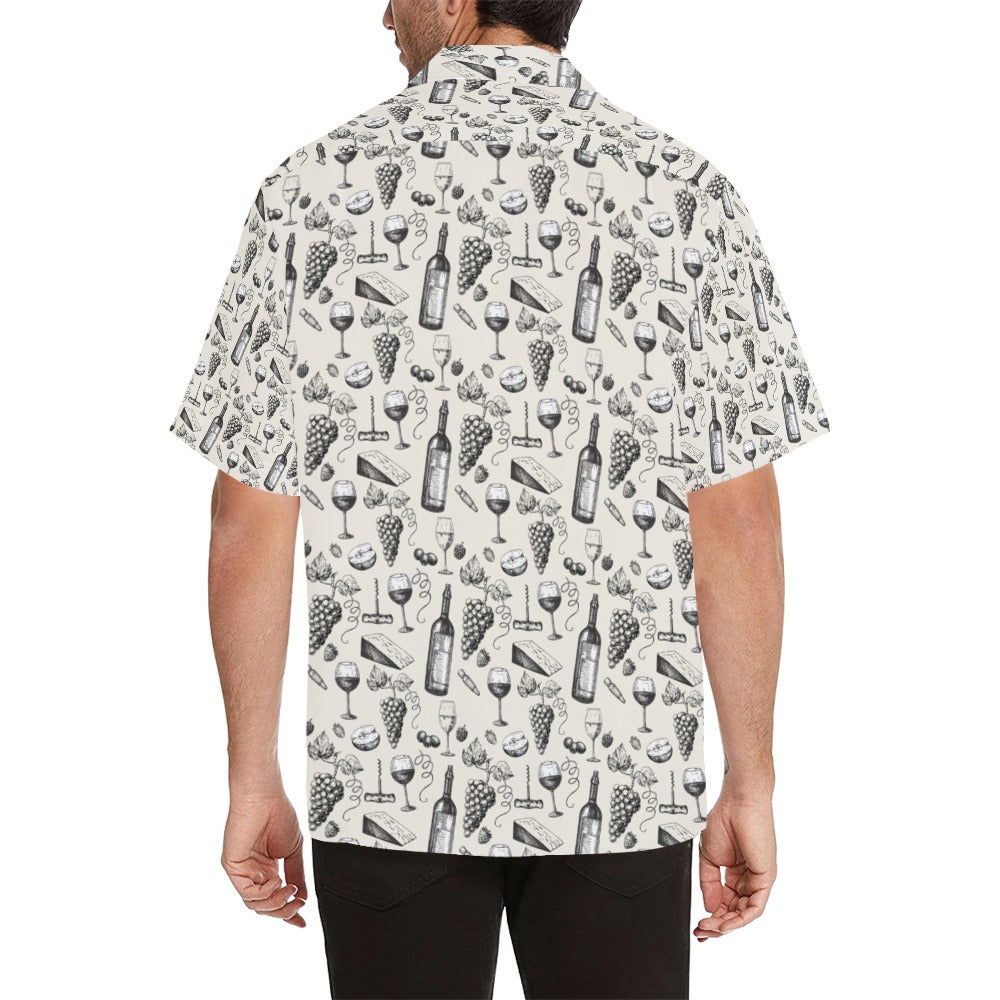 Wine Themed Print Design LKS306 Men's Hawaiian Shirt