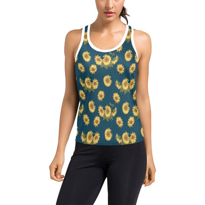 Sunflower Print Design LKS305 Women's Racerback Tank Top