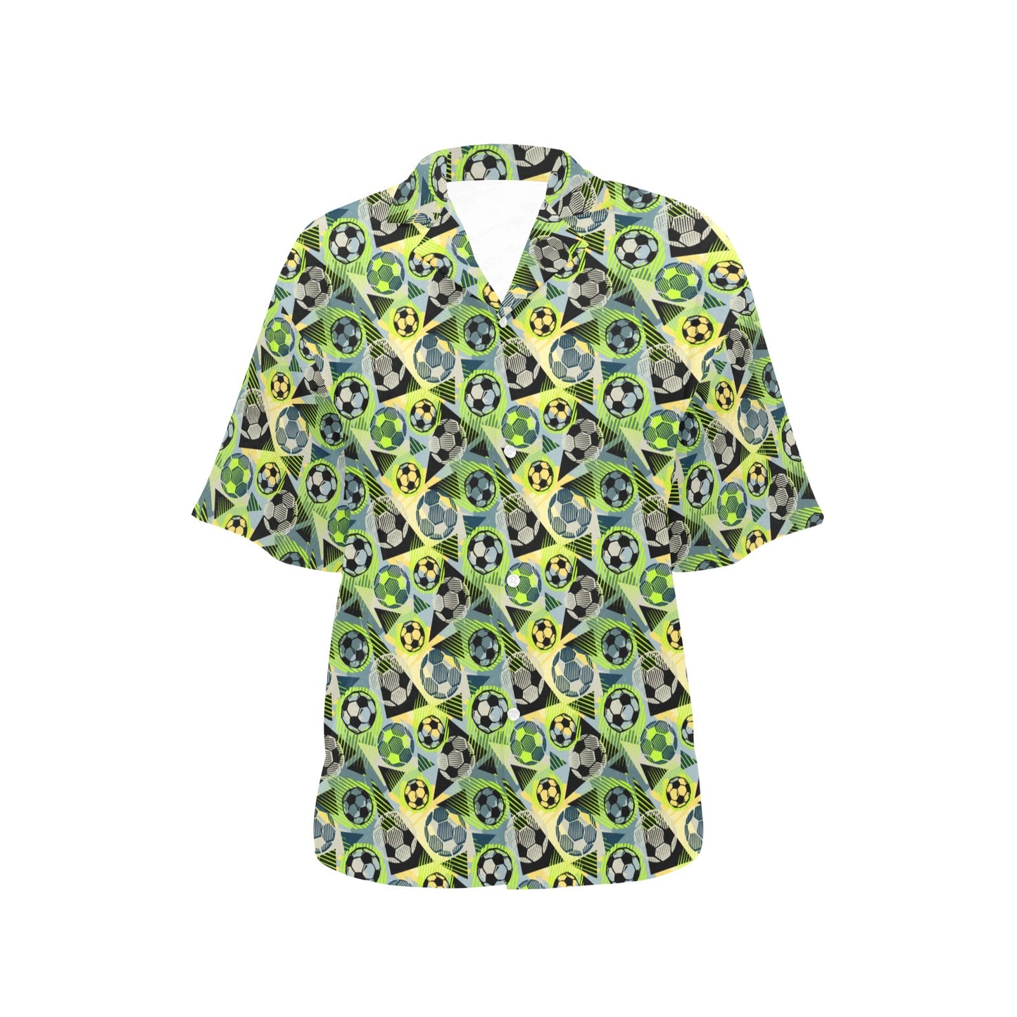 Soccer Ball Themed Print Pattern Women's Hawaiian Shirt